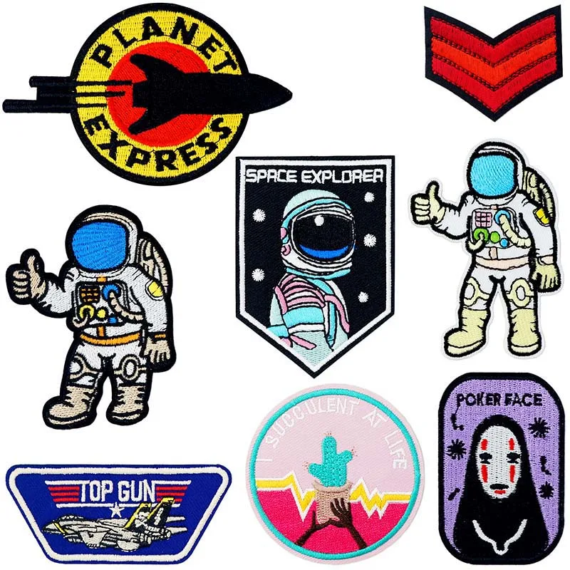 Astronaut Rocket Knitting Textile Woven Sewing Accessories Patch Piece Popular Stripes Applique Stickers Personalised | Дом и сад