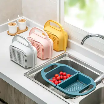 

New Foldable Kitchen Drain Basket Sink Storage Rack Wash Fruit Colanders Drainer Basin Vegetables Drain Sieve Food Washing