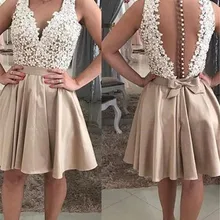 Сексуальные короткие платья для выпускного вечера аппликационные Жемчужины для кружева с открытой спиной Выпускные платья коктейльные платья Выпускные недорогие вечерние платья