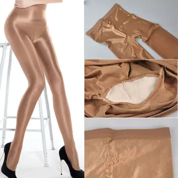 

Meihuida 60D plus size Women's Sheer Sexy Shiny Glossy Oil Pantyhose Tights thick good quality One Line Crotch oil Stockings