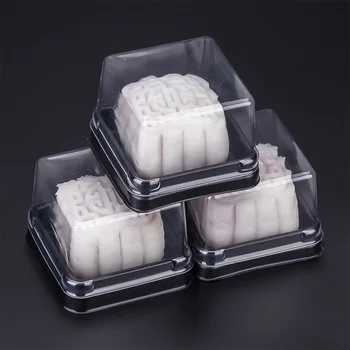 

1 Set 100Pcs Plastic 50g Square Egg-Yolk Puff Packing Box Moon Cake Box