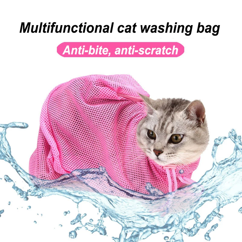 New arrive Cat Grooming Bag Cat Washing Shower Bag Mesh Kitten Grooming Supplies Nail Trimming Bags Adjustable Cat bag
