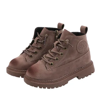 

Spring/Autumn Children Boots Girls Boys Leather Zip Rubber Ankle Martin Boots Fashion Baby Boy Girl shoes For Kids Boots 26-30
