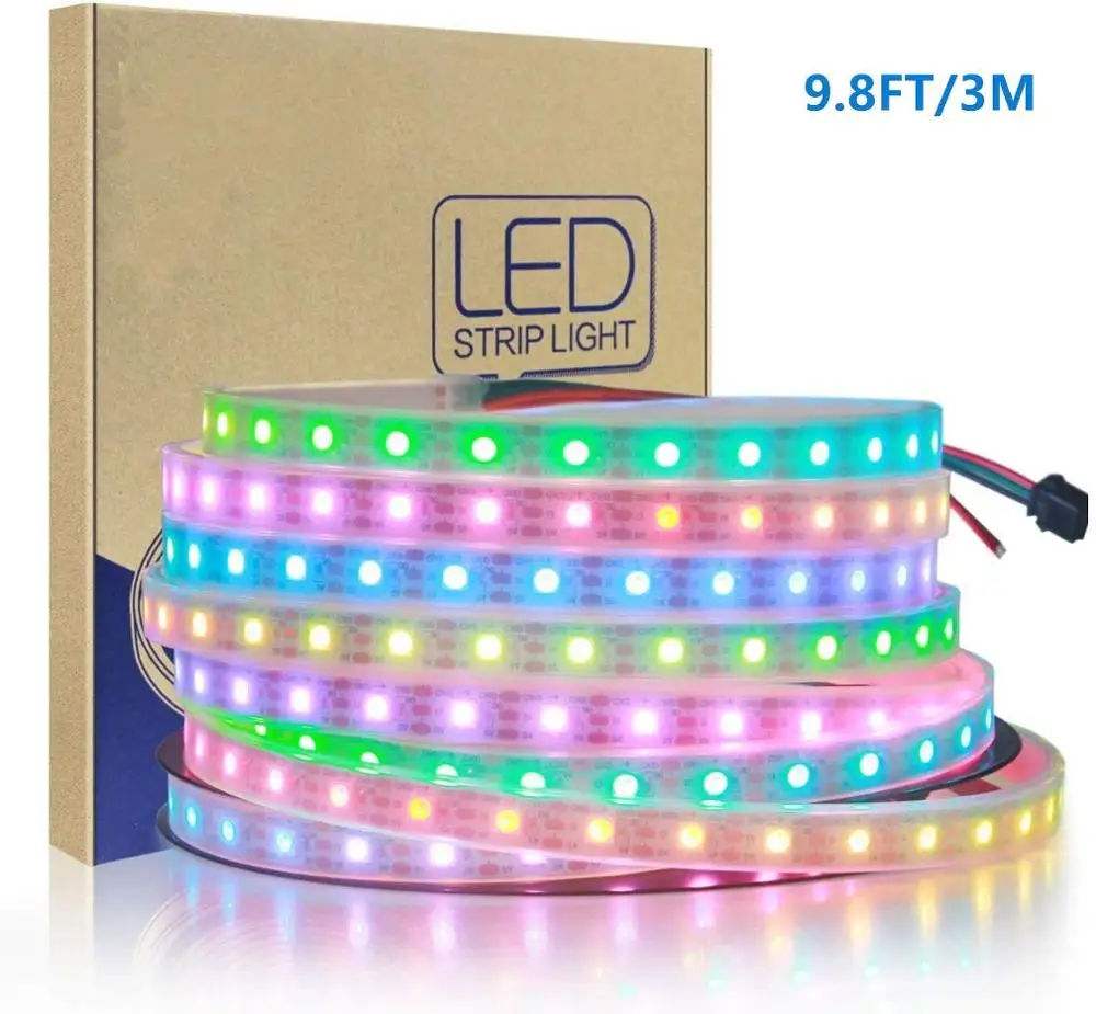 

5050 RGB LED Strip Light WS2812 Individually Addressable IP67 Waterproof 60 LED Dream Color LED Pixel Flexible Lamp Tube 3M