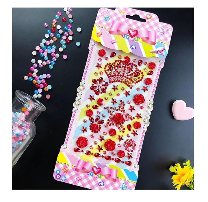 7    Diy Jewelry Accessories Stickers Colorful Rhinestones Acrylic Crystal Drill Pearl Sticker Mobile Phone Car Handmade Decoration