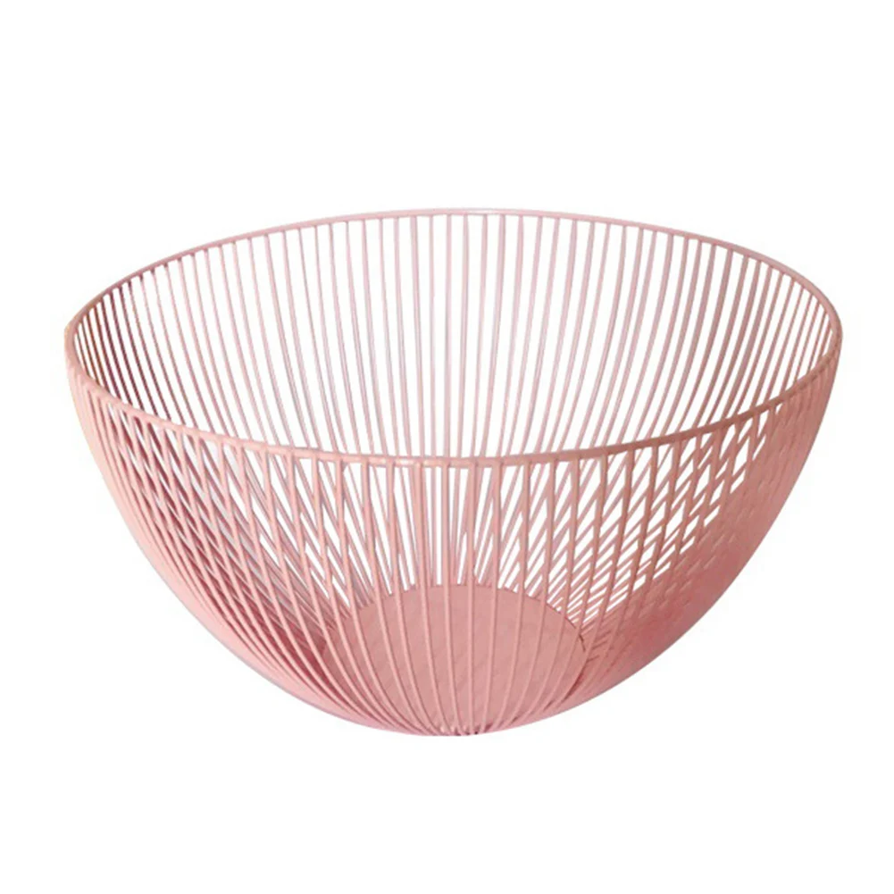 Pink M Держатель для фруктов, корзина для овощей, миски для печенья, железная проволока, поднос для конфет, Кухонный Контейнер для хранения еды DC120 - Color: Pink M