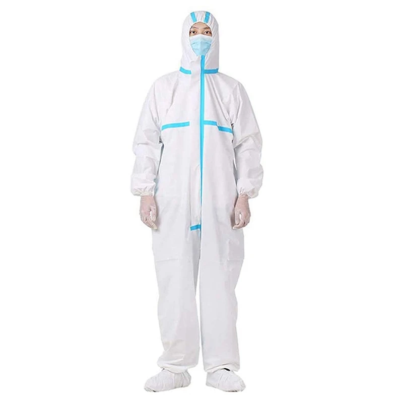 

2Pcs Disposable Protective Clothing, Individually Packed Siamese Isolation Gown Coverall with Elastic Cuffs