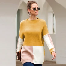 Women Casual Korean Style Knitted Pullover Crew Neck Contrast Color Ladies Sweater Fashion 2020 Autumn Winter Clothes Robe Femme Women Casual Korean Style Knitted Pullover Crew Neck Contrast Color Ladies Sweater Fashion 2020 Autumn Winter Clothes Robe Femme