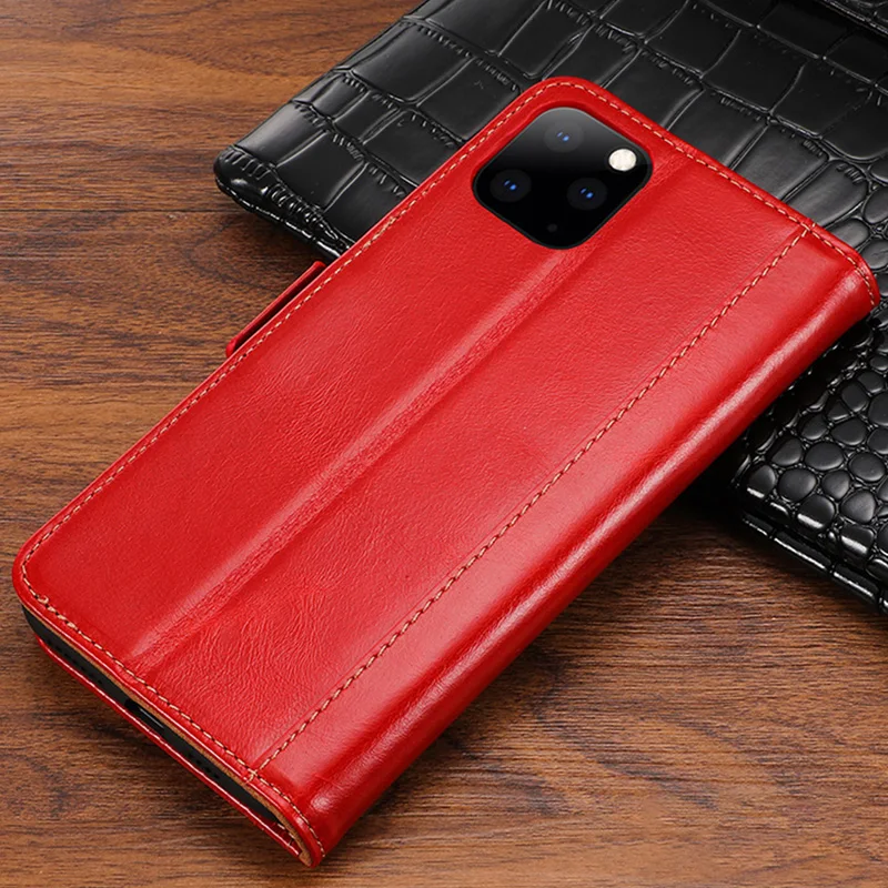 Чехол из натуральной коровьей кожи с масляным воском для iPhone 11 Pro Max Book Wallet