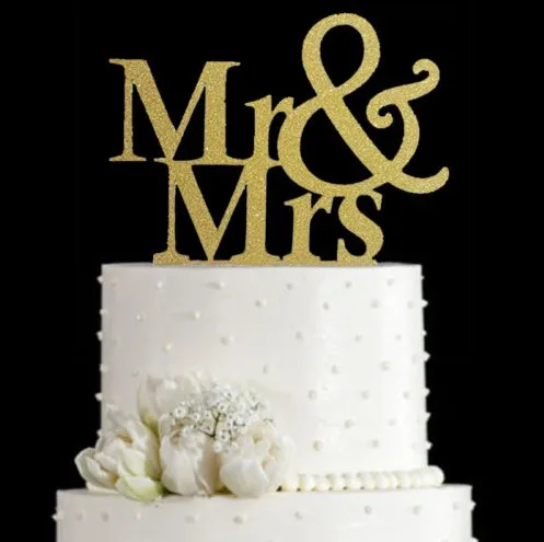 Mr & Mrs Romantic Silber Shiny Cake Topper Hochzeit Top Letter Decor CRH 