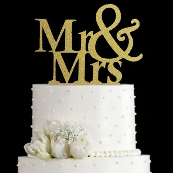 

Mr&Mrs Romantic Shiny Cake Topper Wedding Party Top Letter Decor Decoration For Home Party Supplies Cupcake Topper