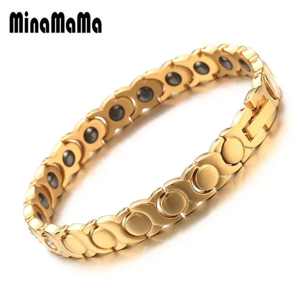 Нержавеющая сталь с украшением в виде кристаллов для здоровья желчнокаменная Браслеты для Для мужчин гематит браслет терапия здравоохранения браслет, ювелирные изделия с бриллиантами