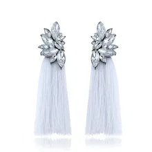 Bohemia style rhinestone tassel Drop Earrings for Women long Big Pendant Party Earring Fashion Summer modern Jewelry