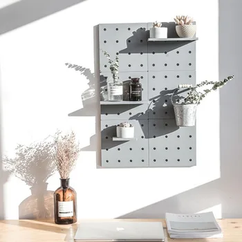 

Hole Plate WaStorage Rack Plastic Hole Board Storage Shelf With sticker Hanging Hooks Kitchen Bathroom