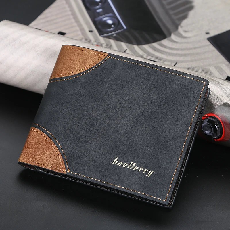 

Men short multi-card zero wallet fashion horizontal open soft clip