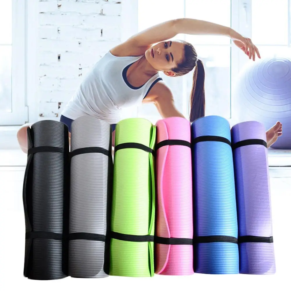 

10mm Yoga Mat High Density Non-Slip Multi-Function Exercise Yoga pad with Carrying Strap Pouch Gym Yoga Fitness accessories 2020
