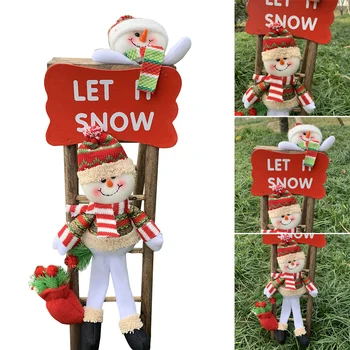 

Cute Christmas Elements Ornaments Santa Claus Climbing Ladder Home Door Decor JA55