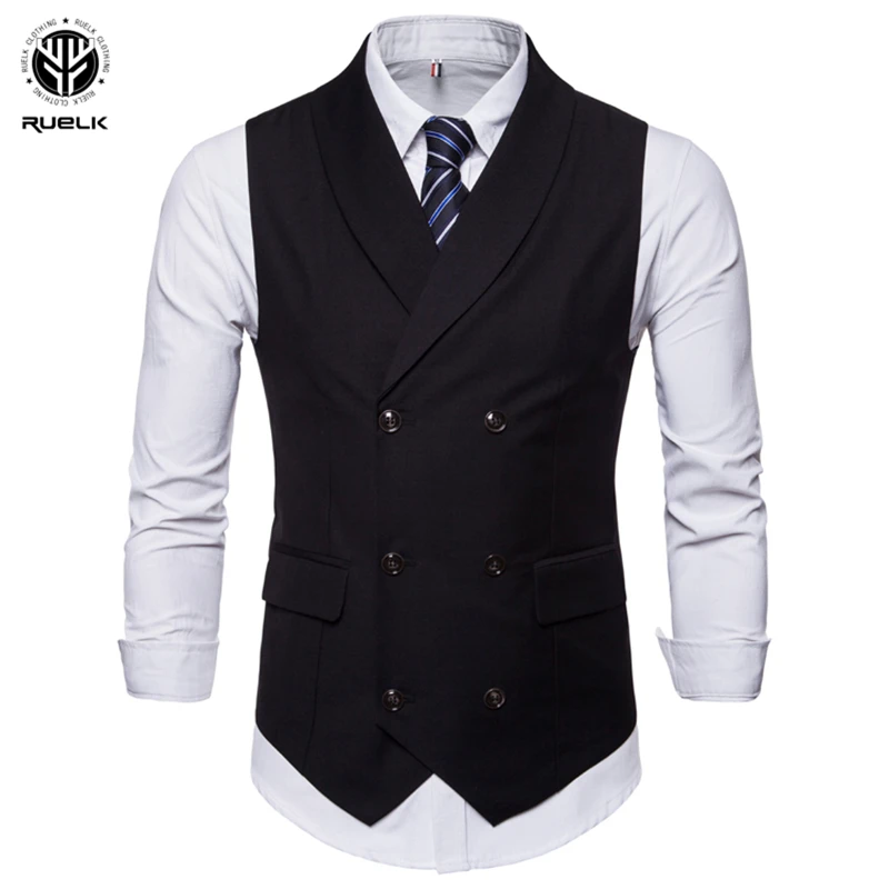 RUELK Spring And Autumn Slim Vest Men's Sleeveless Business Solid Color Jacket Suit Vest Casual Fashion Men's Large Size M-4XL men's blazers