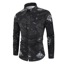 Мужская математическая рубашка Новая модная дизайнерская Повседневная рубашка с 3d принтом, рубашка с длинными рукавами, приталенная рубашка