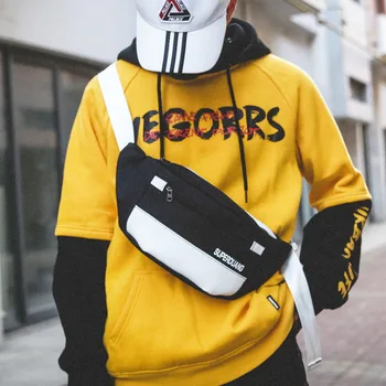 

Woman Waist Bag Fanny Pack Street Style Banana Bags Hip Hop Packs Black Oxford Cloth Crossbody Bag Leisure Unisex Chest Pack