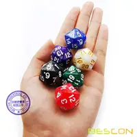 Bescon D20 Spindown Dice 22MM, Assorted Marble Colors 6pcs Set 2