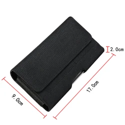 Casual Phone Pouch with Belt Clip Holster - Oxford Cloth Flip Cover (Black)