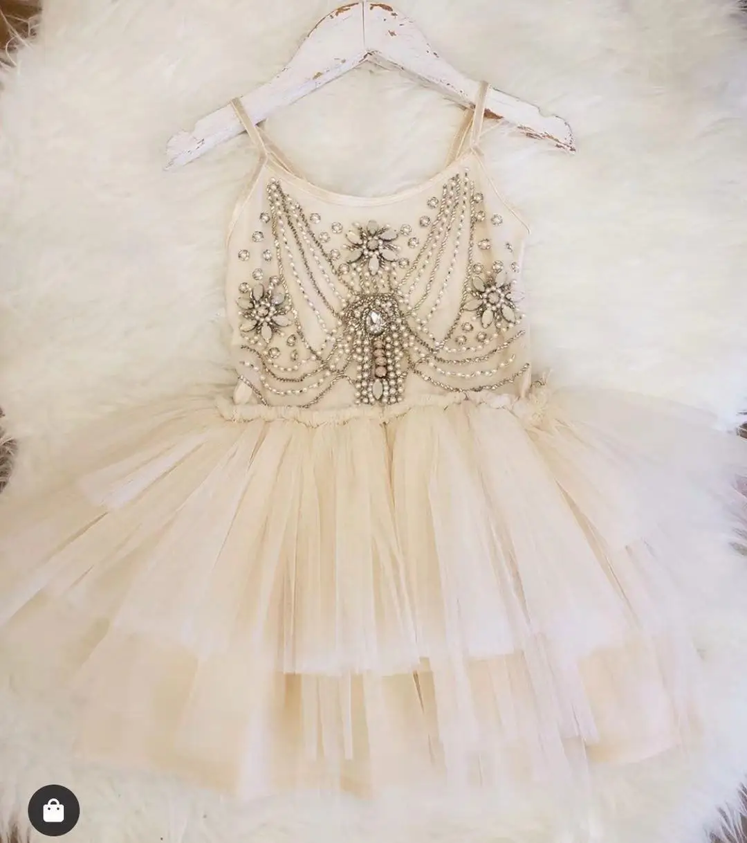 

3267 Diamond Sequins Embroidery Tutu Princess Baby Girl Dress Summer Party Wedding Kid Dress For Girl Wholesale Chlidren Clothes