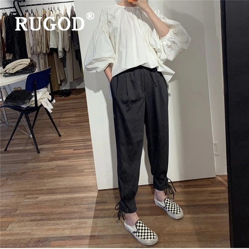 RUGOD, Новое поступление, Корейская женская рубашка, белая, с круглым вырезом, с пышными рукавами, свободная рубашка, модная, женская, элегантная, милая, для девушек, кавайные Топы