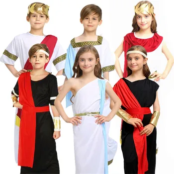 

Cosplay children boys girls retro national Greek goddess Roman princess dress queen uniform Halloween carnival purim costume