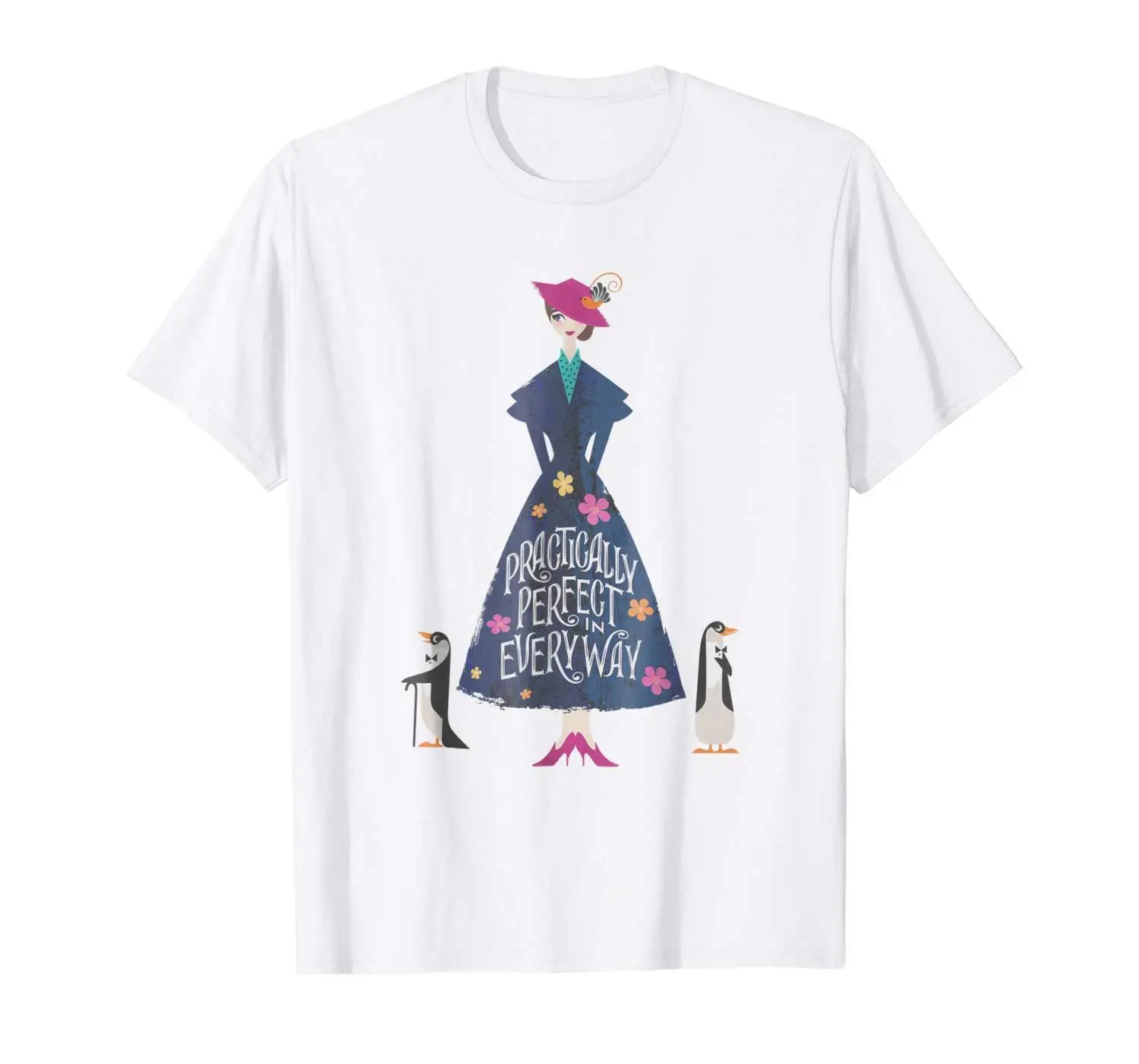 Mary Poppins практически идеальная белая футболка с героями мультфильмов Мужская