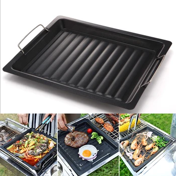 

30X25CM BBQ Frying Grill Plate Korean BBQ Frying Pan Non-Stick Grill Plate Kitchen Cooking Easy To Clean Picnic Outdoor Barbecue