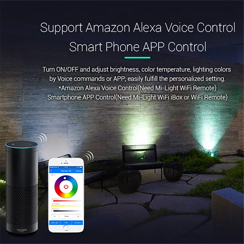 Miboxer 6W RGB+CCT Smart LED Garden Light FUTC04 AC100~240V Waterproof Outdoor Milight FUTC03 FUTC05 RGB+CCT Lawn lamp Lighting