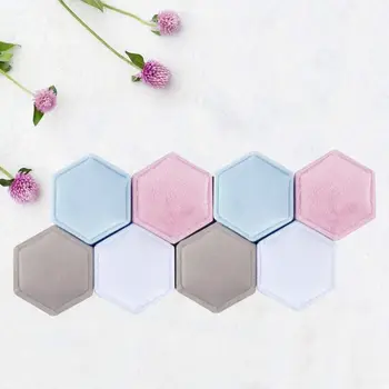 

Hexagon Velvet Ring Box Double Ring Display Holder Detachable Lid(Color Random)