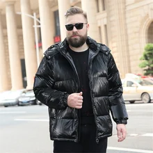 170 кг зимний мужской большой размер воротник толстый короткий секционный Яркий пуховик специальное тело прилива жир плюс удобрение плюс си