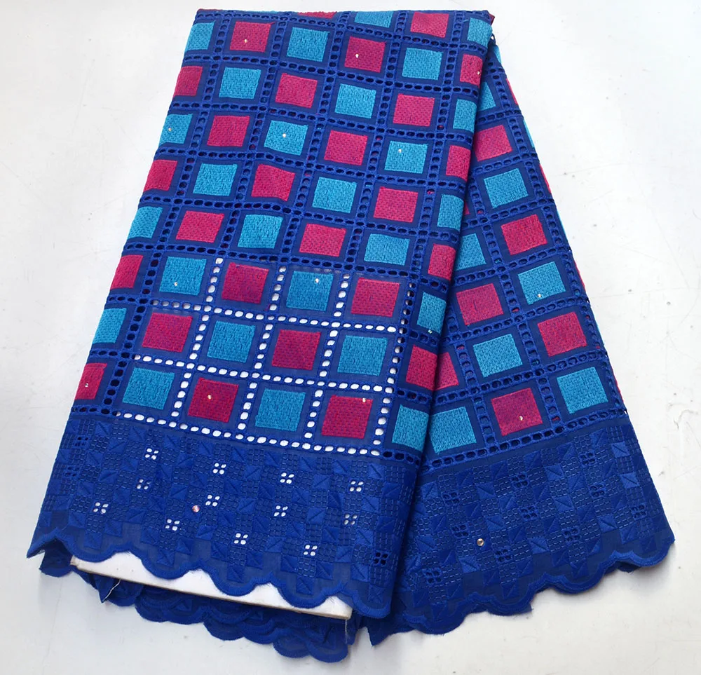 

African Blue Swiss Lace Fabric 2019 High Quality Swiss Voile Lace In Switzerland African Cotton Voile Lace For Women Dress