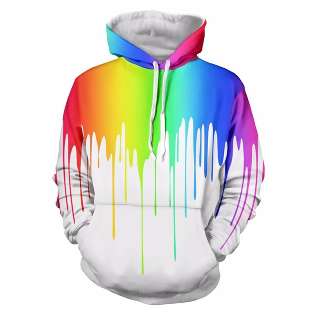 

Men Autumn and winter long sleeve hooded paint Digital printing 3D Pullover Sweatshirt