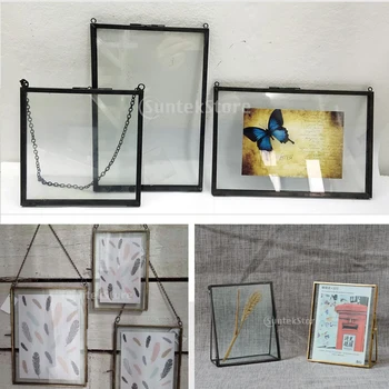 

Antique Brass Glass Picture Photo Frame with Chain Wall Hanging Retro Portrait Display Frame Holder Home Decorations Golden
