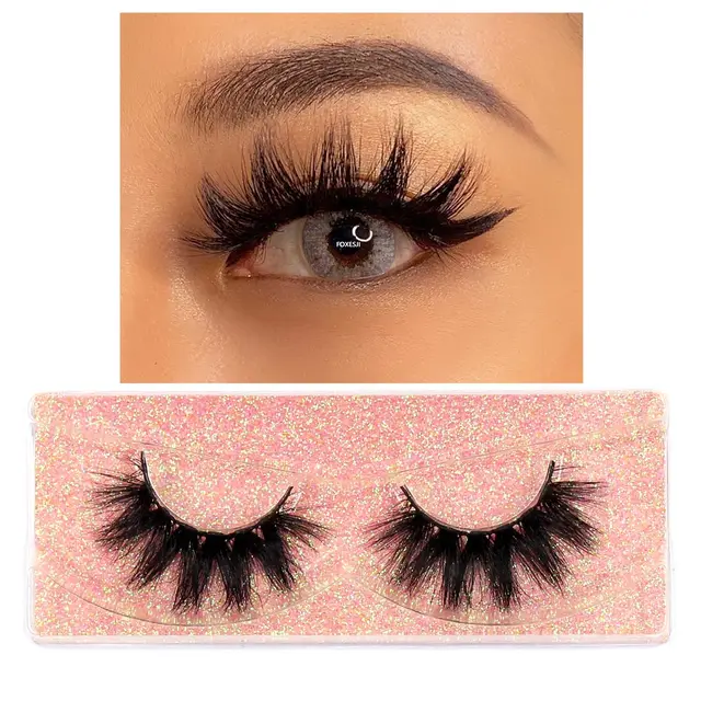 FOXESJI Makeup Eyelashes 3D Mink Lashes Fluffy Soft Wispy Natural Cross Eyelash Extension Reusable Lashes Mink False Eyelashes K06