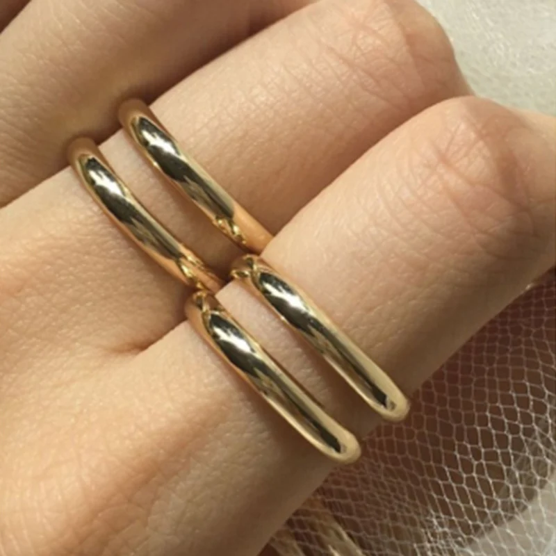 SRCOI Европейский ретро преувеличенный металлический круглый слой ed золотого цвета кольцо в стиле панк двойной слой круг весеннее кольцо для женщин вечерние - Цвет основного камня: Size 8