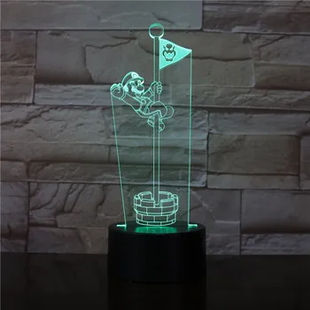 

Led Night Light Game Super Mario Touching The Goal Pole Flag Cool Gift for Kids Child Bedroom Decoration Table Desk 3D Lamp 3173