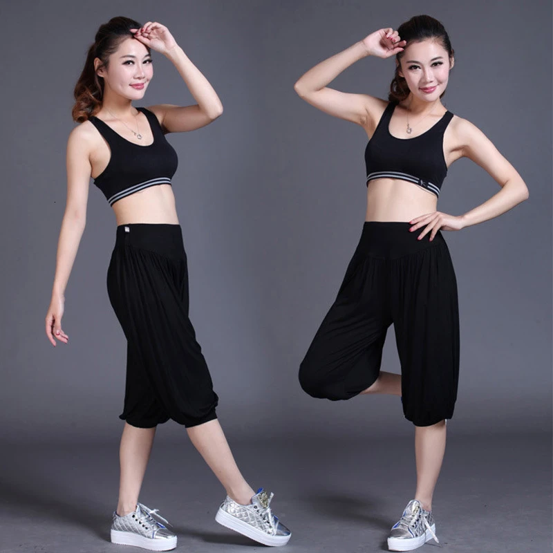 XC High Waist Women's Sports Yoga Pants Wide Leg Loose Long Bloomers Trousers Belly Dancing Bloomers Pants Sports Trousers  (2)