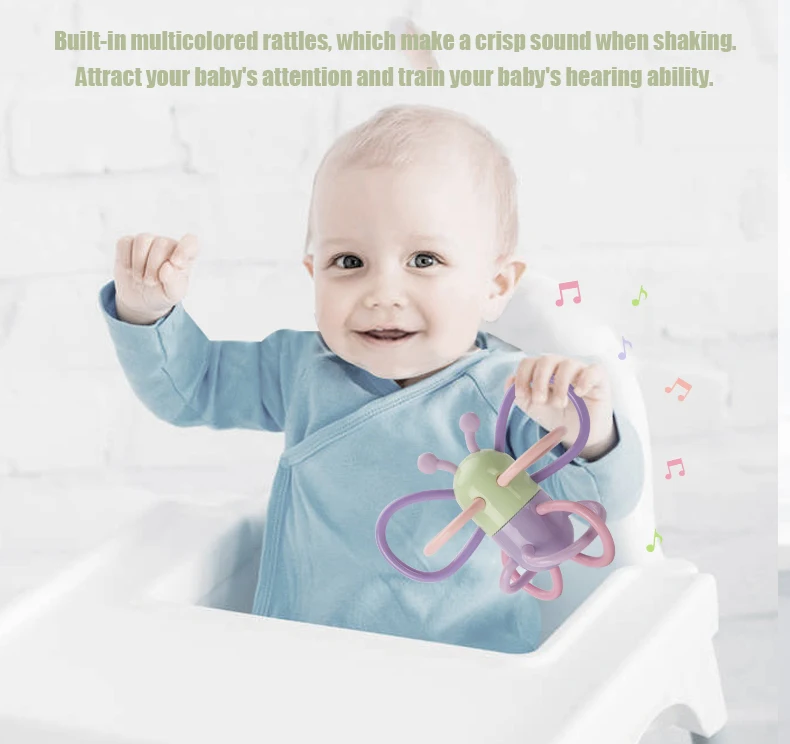 Hogokids, Прорезыватель для зубов для малышей, подарок для душа, Мультяшные животные, силиконовый прорезыватель, пищевая игрушка для кормления детей, бабочка