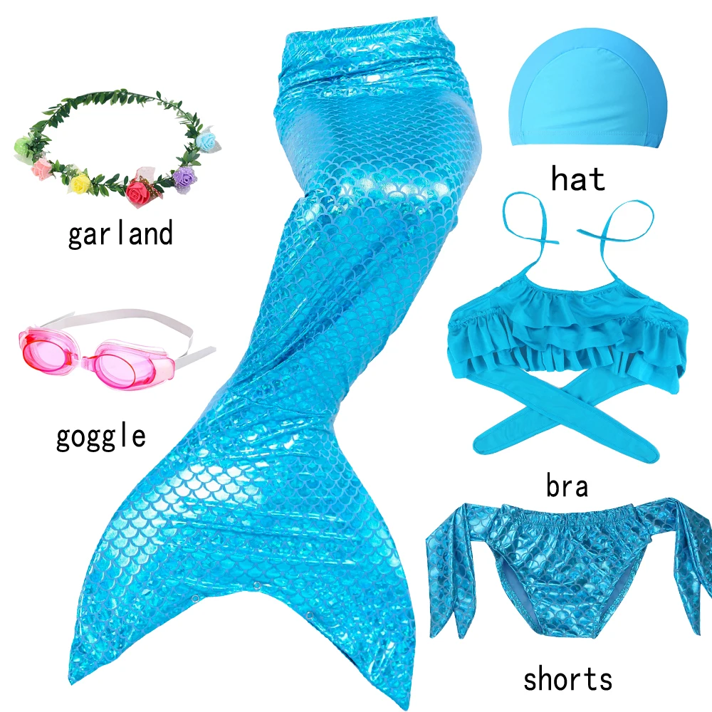 6pcs with goggles-G1 Новое поступление! Необычные Русалочки хвосты с/без плавников Monofin Флиппер Русалочки плавательные хвосты для детей девочек летняя пляжная одежда купальники - Цвет: 6pcs with goggles-G1