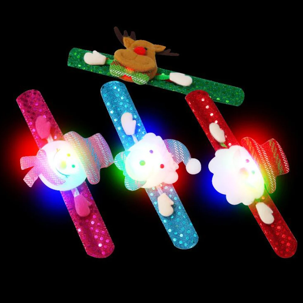 

1PCS Christmas Patting Circle Bracelet Watch Xmas Children Gift Santa Claus Snowman Deer New Year Party Toy Wrist Decoration