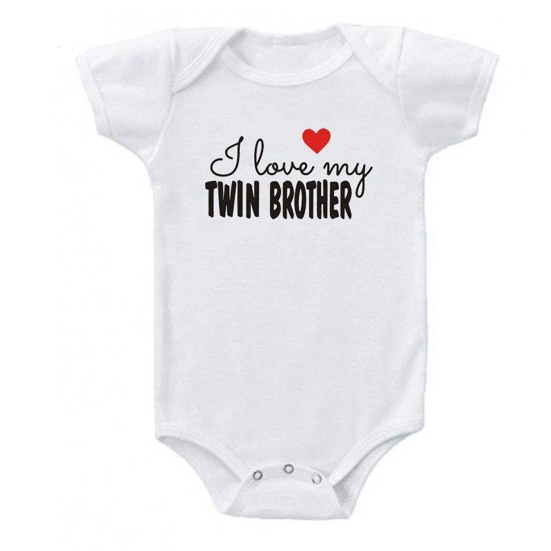 Twin brother-white I Love My Two Sister Brother, боди для новорожденных, милый комбинезон с короткими рукавами для маленьких мальчиков и девочек, комбинезон для малышей, одежда для близнецов - Цвет: Twin brother-white
