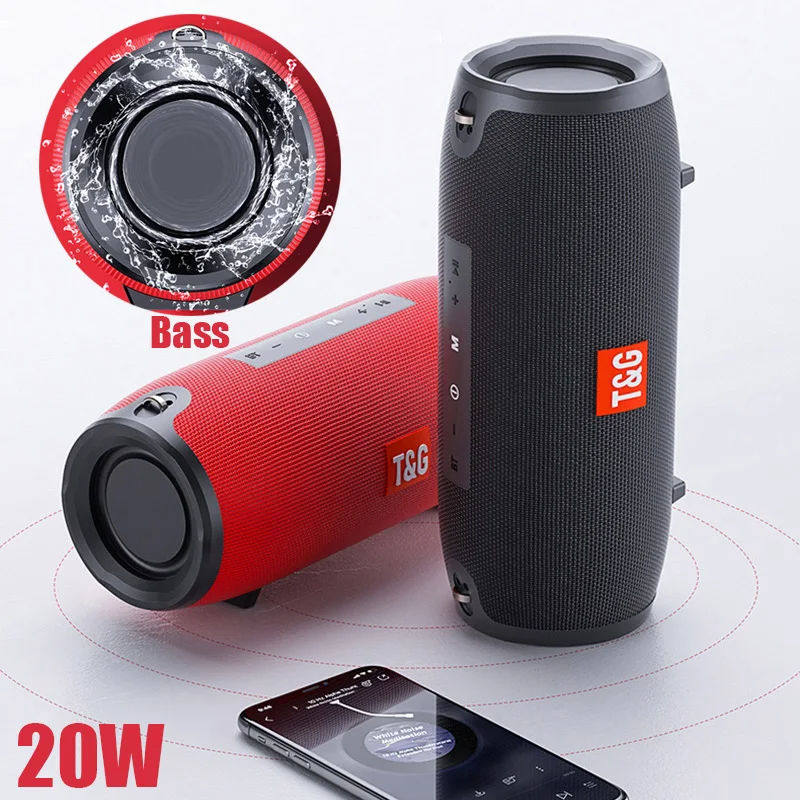 2020 New Portable Bluetooth Speaker 20w Wireless Bass Column Waterproof Outdoor Speaker Support AUX TF USB Subwoofer Loudspeaker