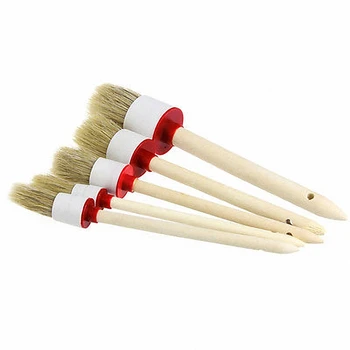 

Interior Car Brushes W/ Wood Handle 1 Set 5pcs Truck Detailing Dash Trim Wheel 20-45mm Kit Universal Practical