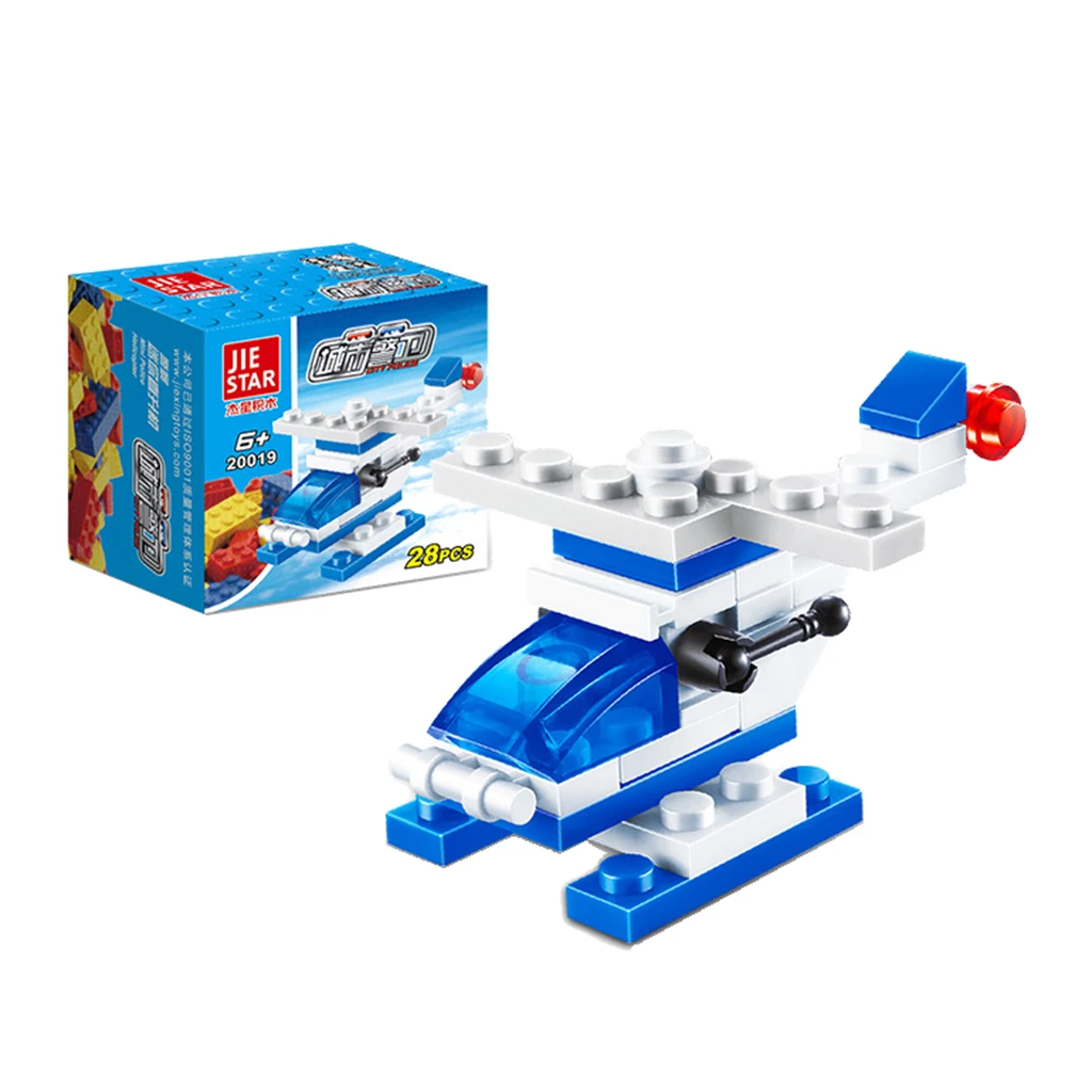 Plastic Mini DIY Building Blocks Car Fire Engine Model For Kids Toys Blue