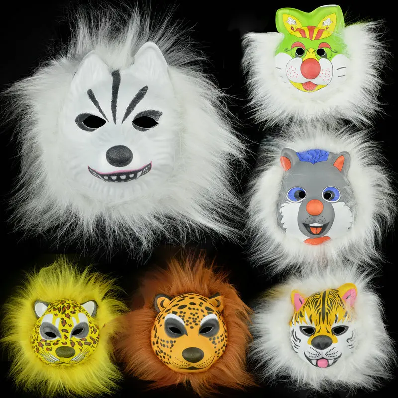 Вечерние леопардовые маски на Хэллоуин, плюшевые тигровые маски, Эва, Имитация животных, маски на Хэллоуин, косплей, вечерние принадлежности, персональный подарок