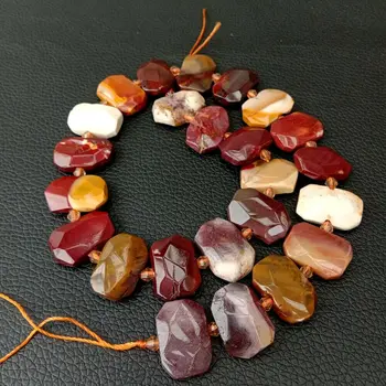 

SE11399 Faceted Mookaite Stone Slab Cushion Rectangular Nugget Slice 15" Strand